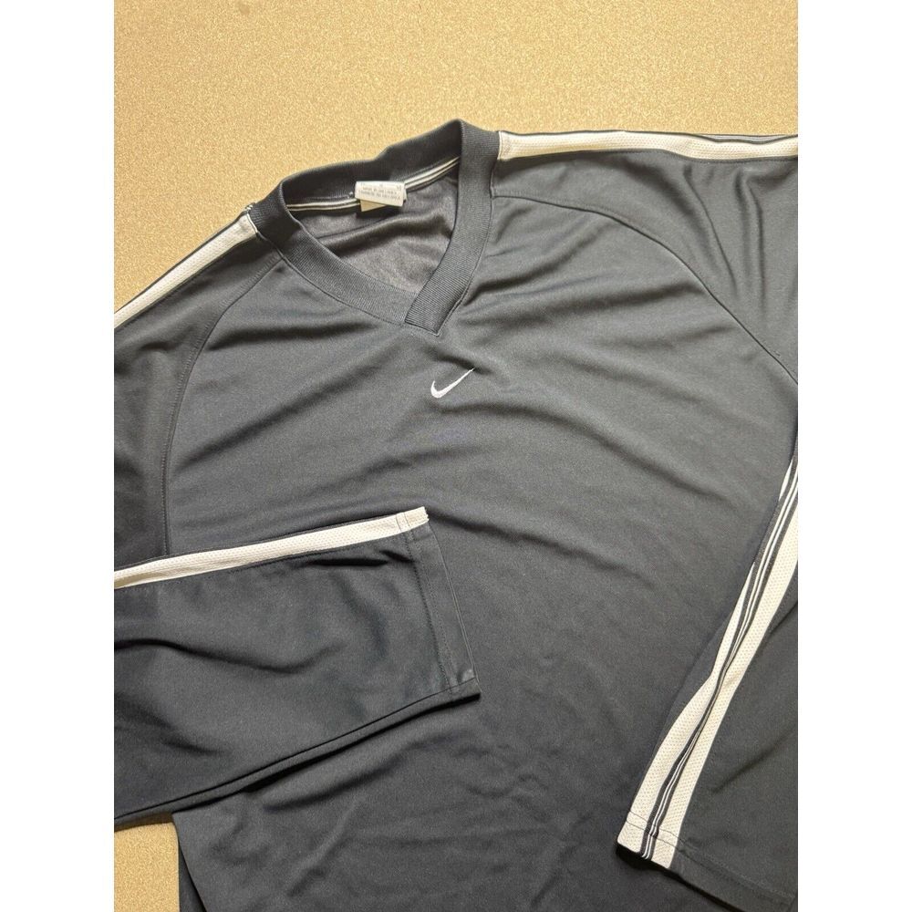 Vintage Nike Center Swoosh LS Athletic Shirt Mens MED‎ Black Gray Tag Y2K